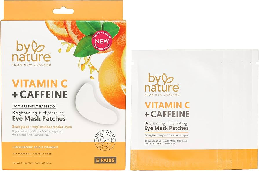 By Nature Vitamin C + Caffeine Brightening + Hydrating Under Eye Mask Patches - Energizing + Repl... | Amazon (US)