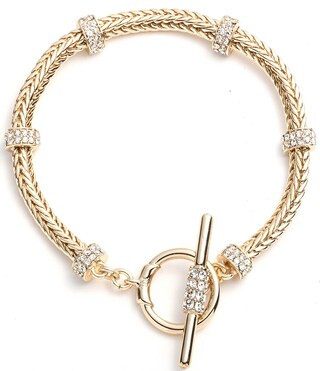 Lauren Ralph Lauren Crystal Gold Tone Pave Roundell Flex Line Bracelet | Dillard's | Dillard's