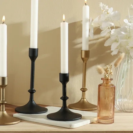 Better Homes & Gardens Black Cast Iron Metal Taper Candle Holder, 5.3", Medium | Walmart (US)