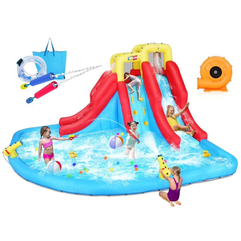151.97" x 174.02" Inflatable with Water Slide and Air Blower | Wayfair North America