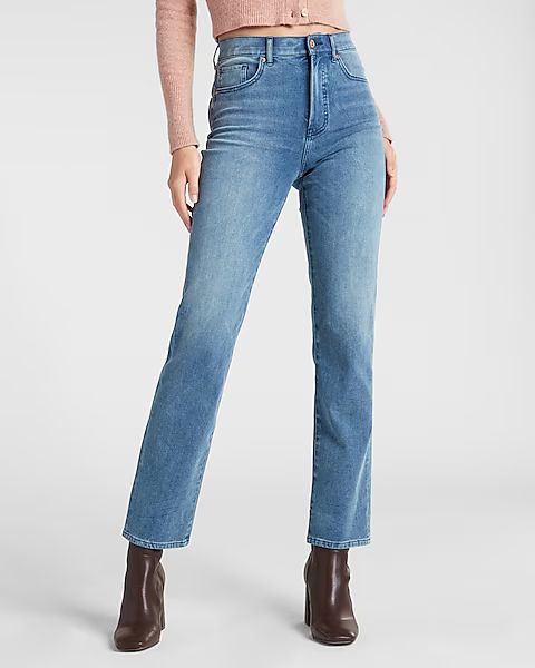 Super High Waisted Extra Supersoft Modern Straight Jeans | Express