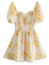 'Calliope' Floral Tied Ruched Waist Mini Dress | Goodnight Macaroon