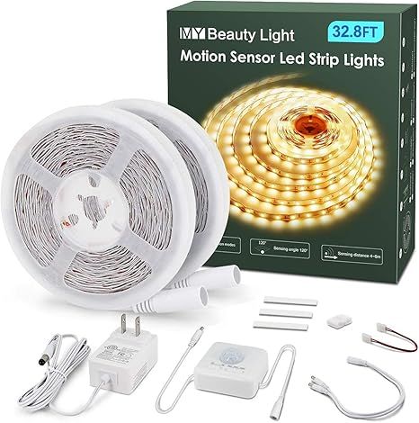 Motion Activated LED Strip Lights,MY BEAUTY LIGHT 32.8ft LED Light Strip with Day or Night 2 Ligh... | Amazon (US)