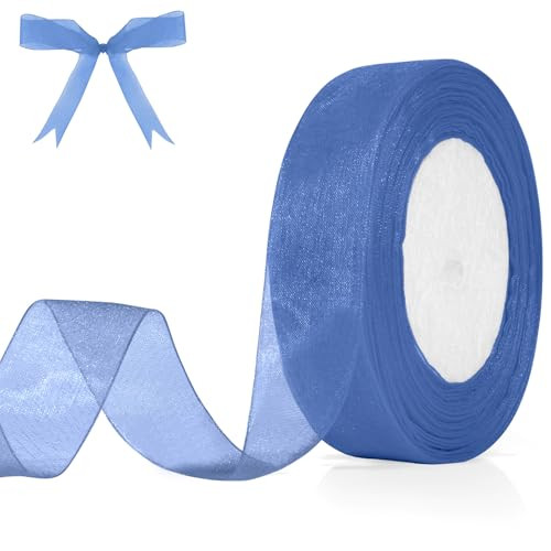 Blue Ribbon 1 Inch Blue Organza Ribbon Blue Chiffon Ribbon Sheer Ribbon 50 Yards Blue Tulle Ribbon Royal Blue Ribbon for Gift Wrapping Halloween Christmas Blue Ribbons for Crafts Flower Bouquet Hair | Amazon (US)