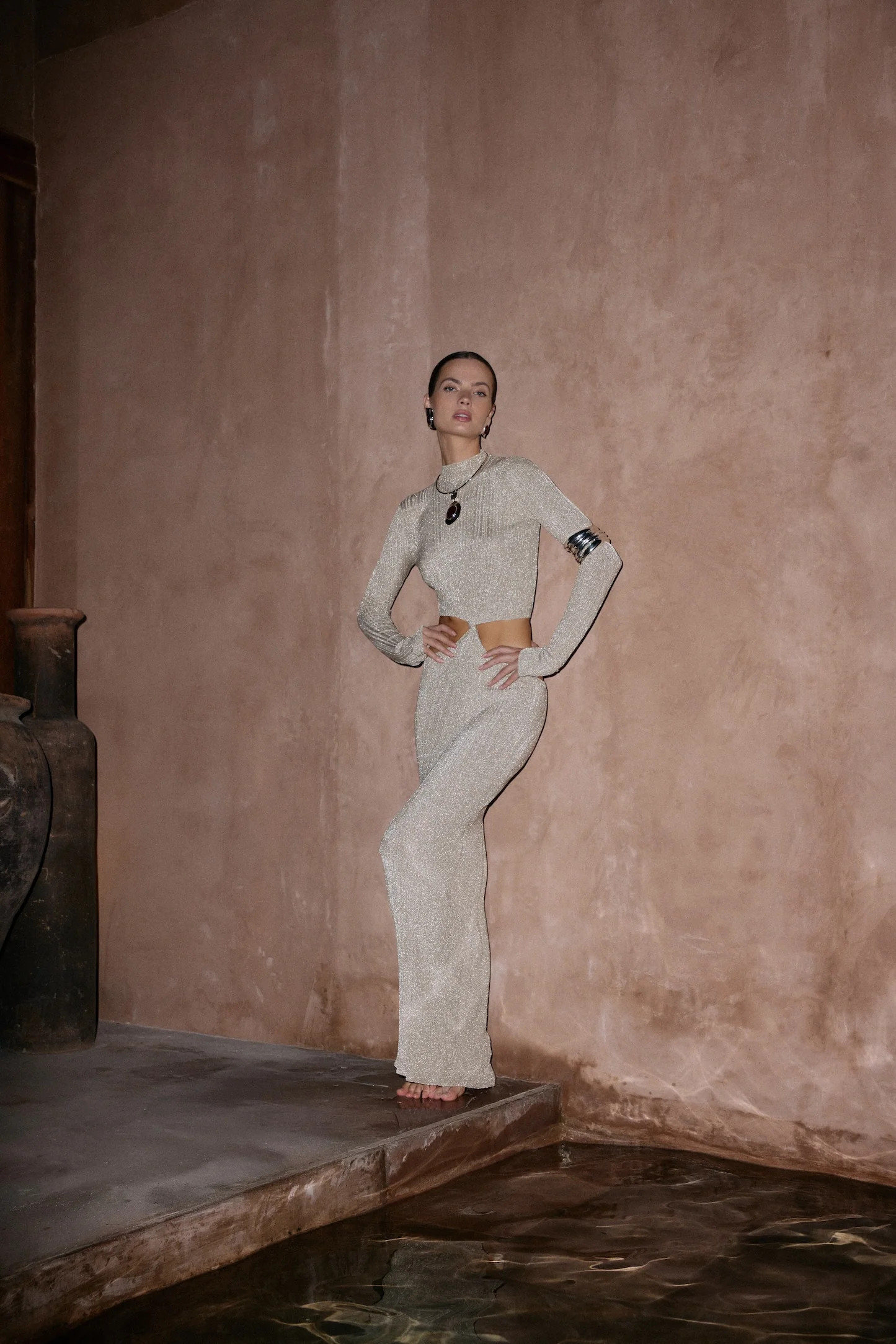 Metallic Twist Maxi Dress (Gold) | SAME