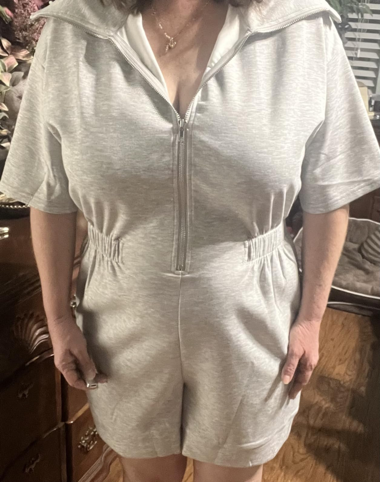 ANRABESS Women's Casual Rompers Short Sleeve Half Zip Collars Shorts Jumpsuits Summer Outfits | Amazon (US)