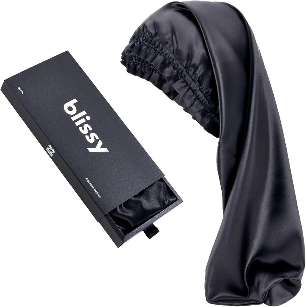 BLISSY 100% Mulberry Silk Bonnet for Sleeping Women, 22 Momme Cascade Bonnet for Long, Curly Hair... | Amazon (US)