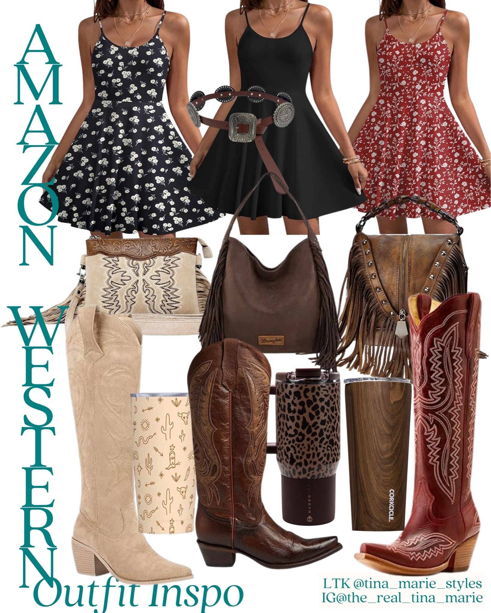 One Dress, Styled Three Ways 🖤🤎♥️
I’ll take a $20 sundress & a good pair of boots any day of the week 💃🏽✌🏼
#westernstyle #countryconcertoutfit #cowboyboots #nashvilleoutfit #outfitinspo
