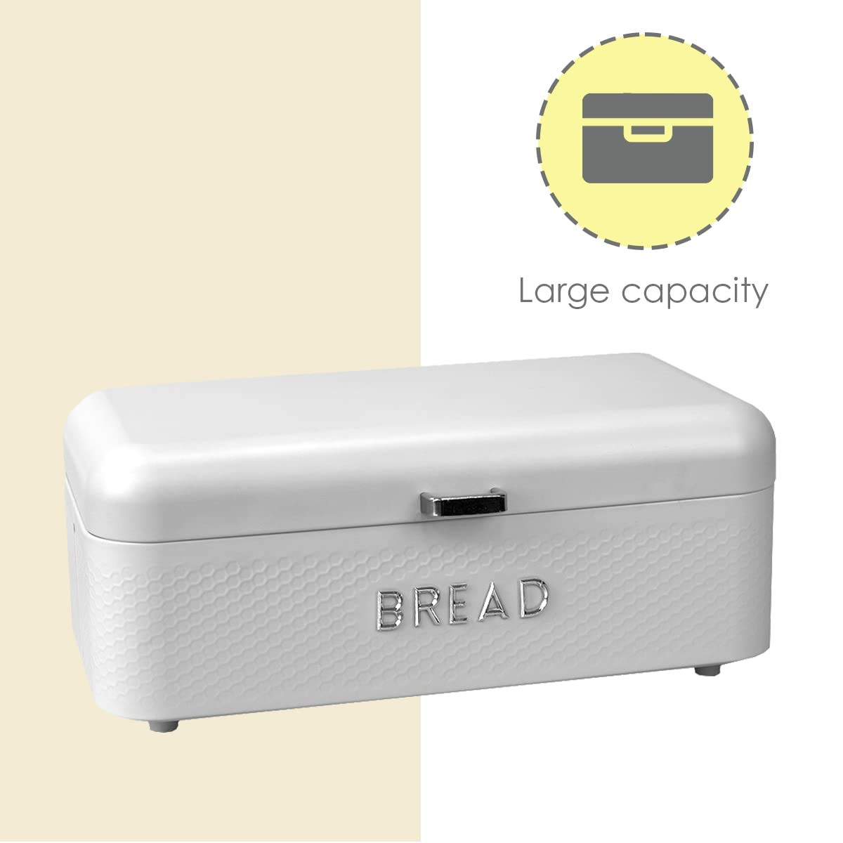 Home Basics Bread Box For Kitchen Countertop, Metal, (White), Vented With Hinge Top and Non-Skid ... | Amazon (US)