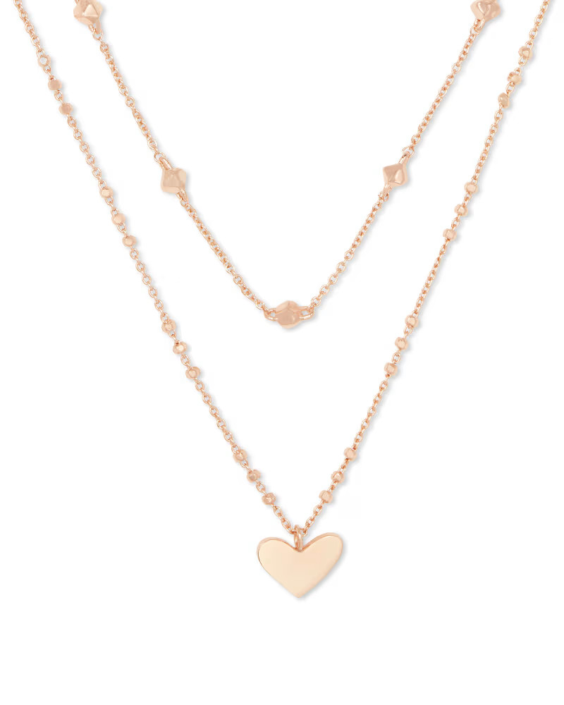 Ari Heart Multi Strand Necklace in Rose Gold | Kendra Scott
