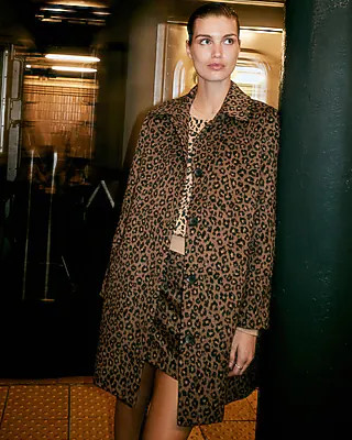 Express Women's Leopard Midi Coat Large | Express