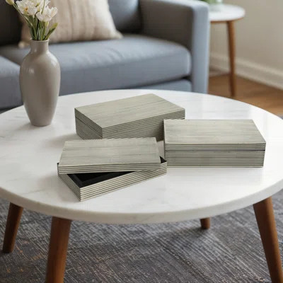 Decorative Box with Lid for Bedroom Vanity - Home Decor Organizer Trio - Stylish Storage & Keepsake for Shelf Display - Set of 3, 10", 11", 12", White | Wayfair North America
