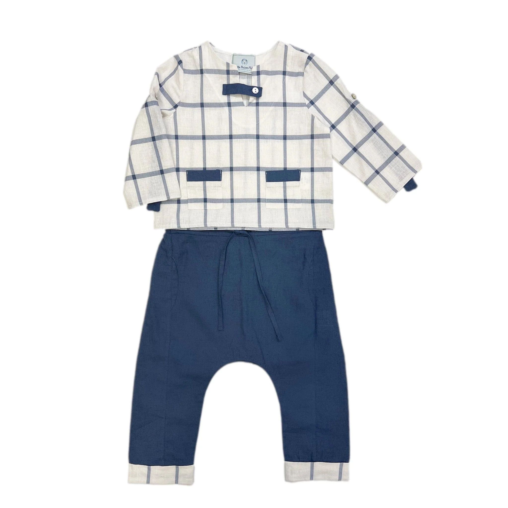 Checkered Linen Top and Pants Set | petite maison kids