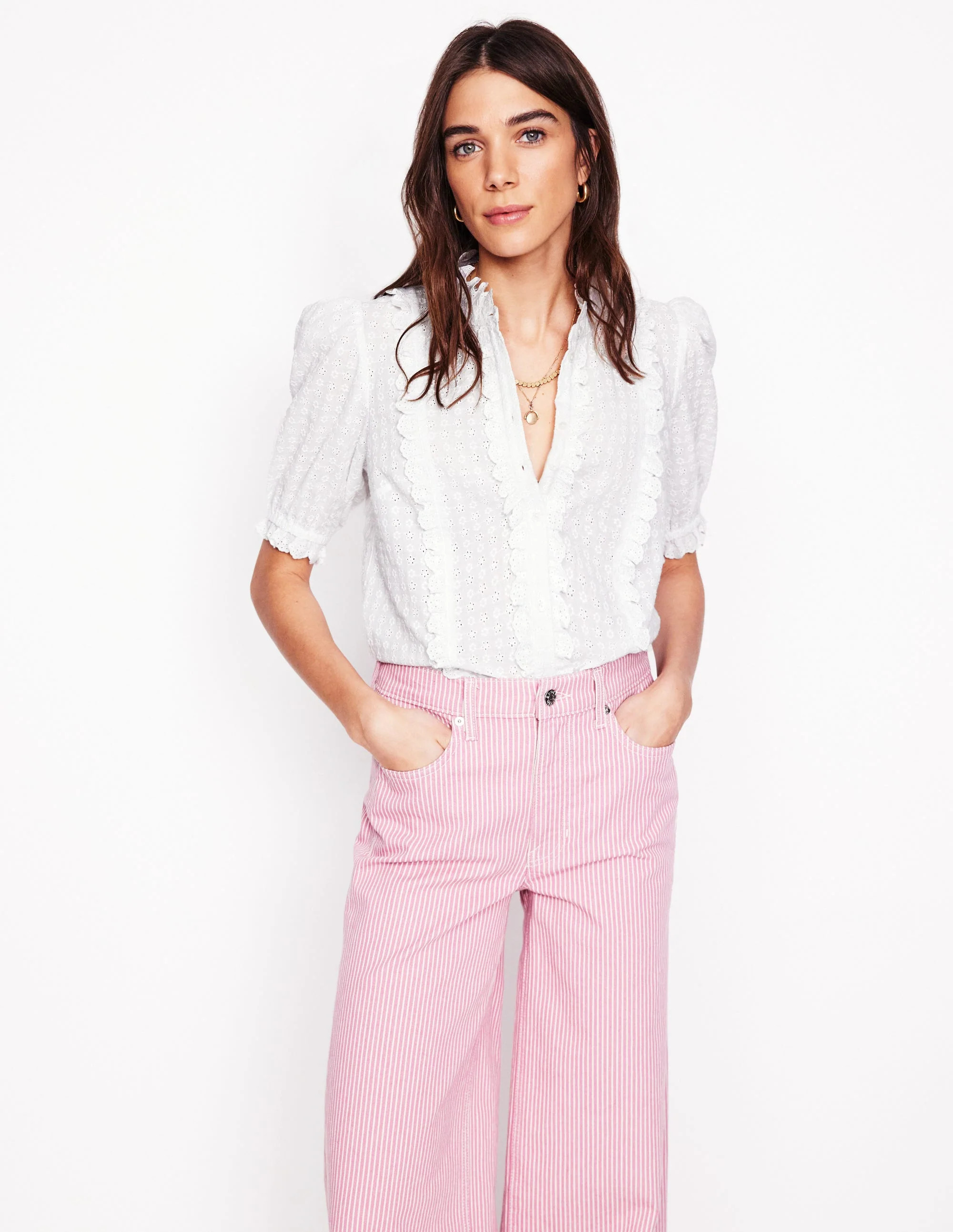 Feminine Cotton Blouse-White | Boden (US)