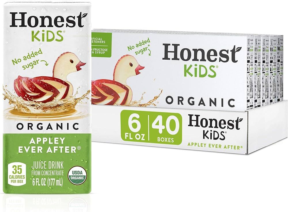 Honest Kids Appley Ever After, Organic Juice Drink, 6 Fl oz Juice Boxes, Pack Of 40, Apple | Amazon (US)