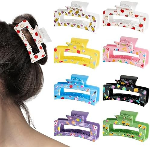 PANTIDE 8Pcs Teacher Hair Claw Clips Accessories for Women Girls - Cute Back to School Teacher Ap... | Amazon (US)