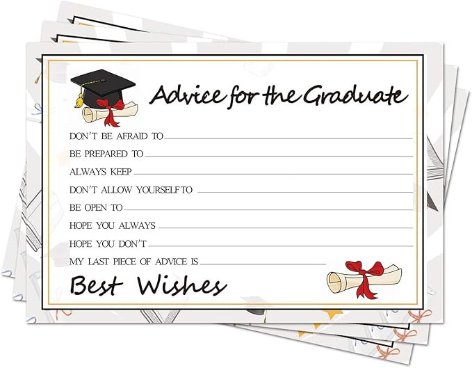 Graduation Wish Cards - 50PCs High School or College Graduation Advice Cards Supplies 2025 Decora... | Amazon (US)