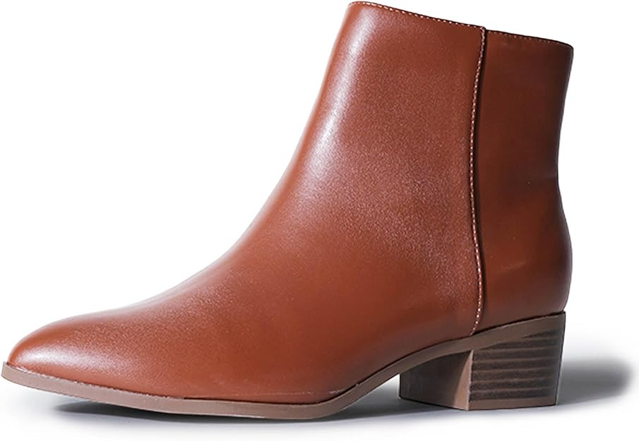 J. Adams Women's Viper Ankle Boots - Short Chunky Low-Heel Pointed-Toe Block Booties, Comfortable... | Amazon (US)