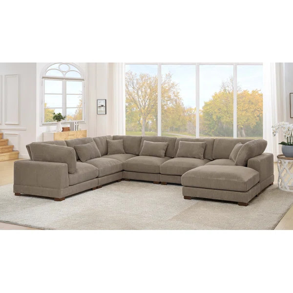 Arliz 7 - Piece 144" Wide Reversible Modular Corner Sectional with Ottoman | Wayfair North America