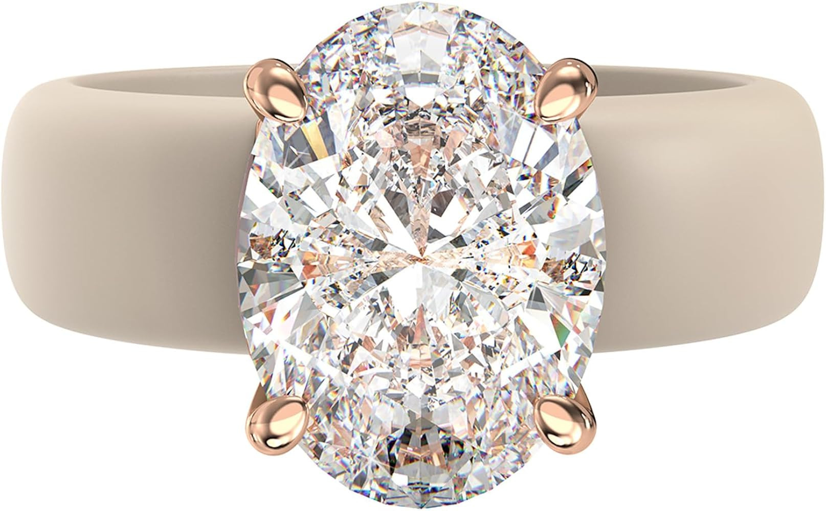 Rinfit Silicone Ring with Stone - Oval Cut Cubic Zirconia Solitaire Engagement Ring for Women - R... | Amazon (US)