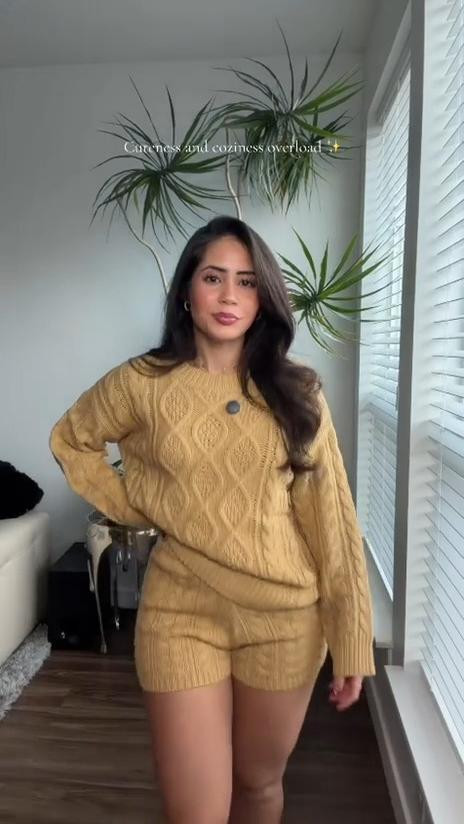 This chunky cable knit set works for errands and lounging both 🤎 Cozy crewneck sweater and matching shorts, easy to dress up with sneakers or just stay in all day! 

 #LTKselfcare #LTKSeasonal #LTKU
