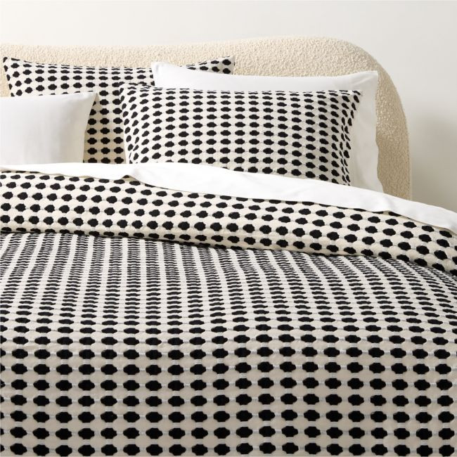 Estela Black and White King Organic Cotton Duvet Cover | CB2