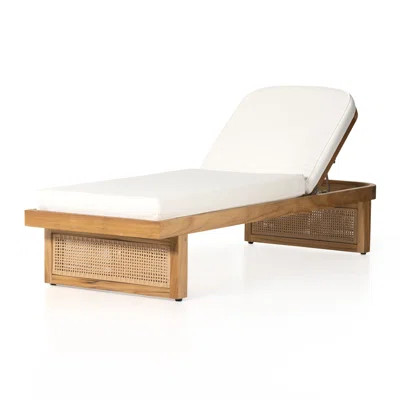 Duvall 79" Long Reclining Teak Single Chaise with Cushions | Perigold