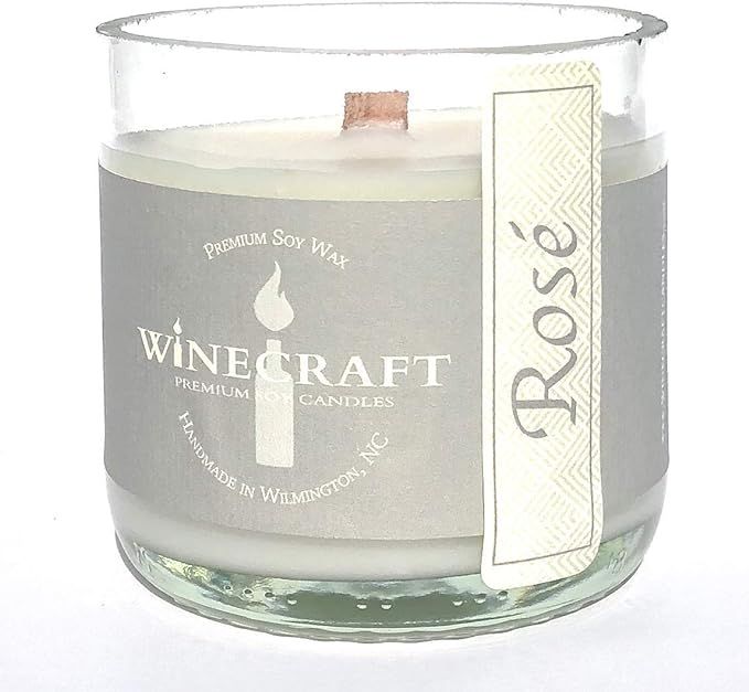 Recycled Wine Bottle Candle with Wooden Wick (8 Ounce) (ROSÉ) | Amazon (US)