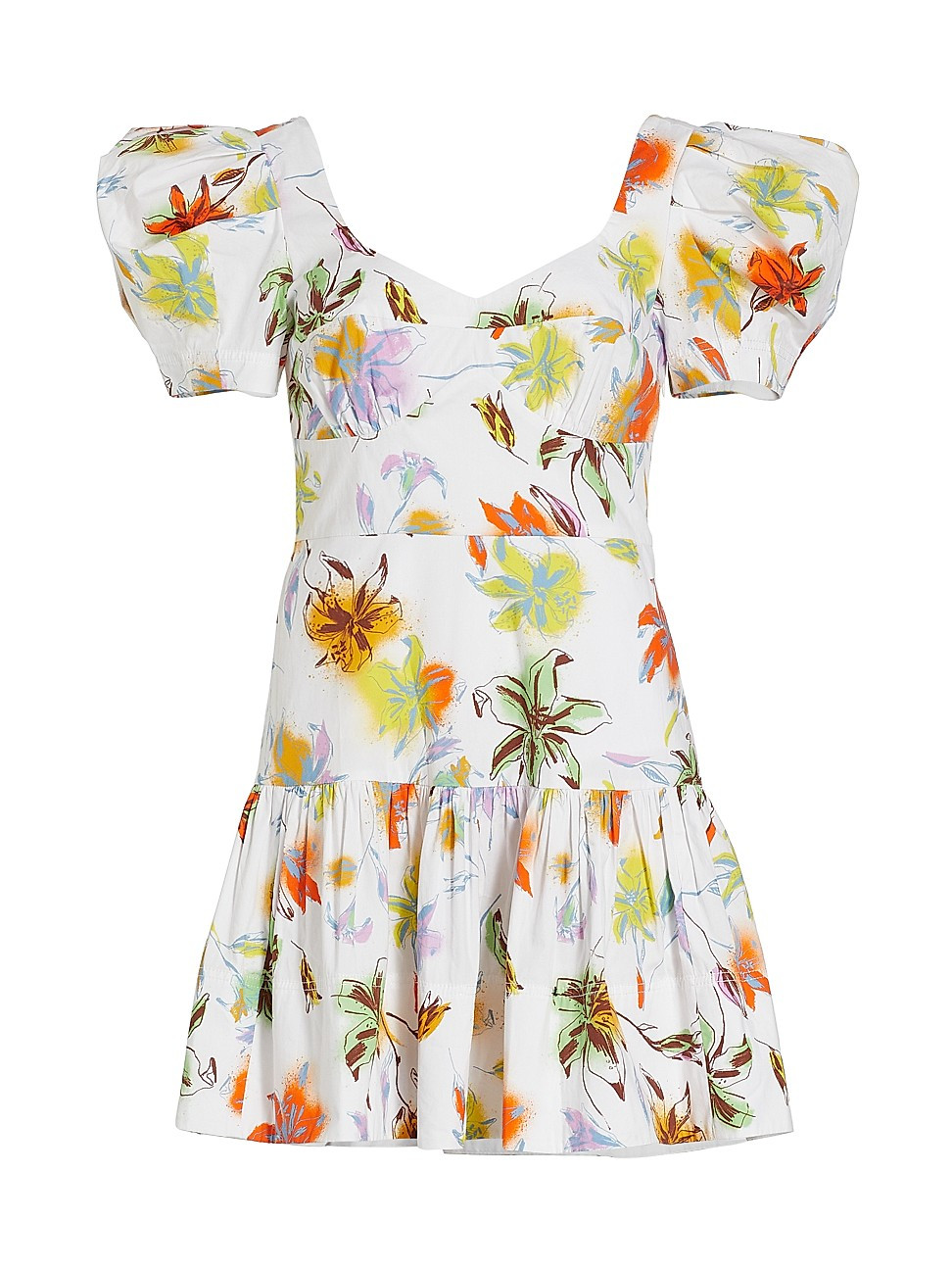 Tiana Floral Puff-Sleeve Minidress | Saks Fifth Avenue