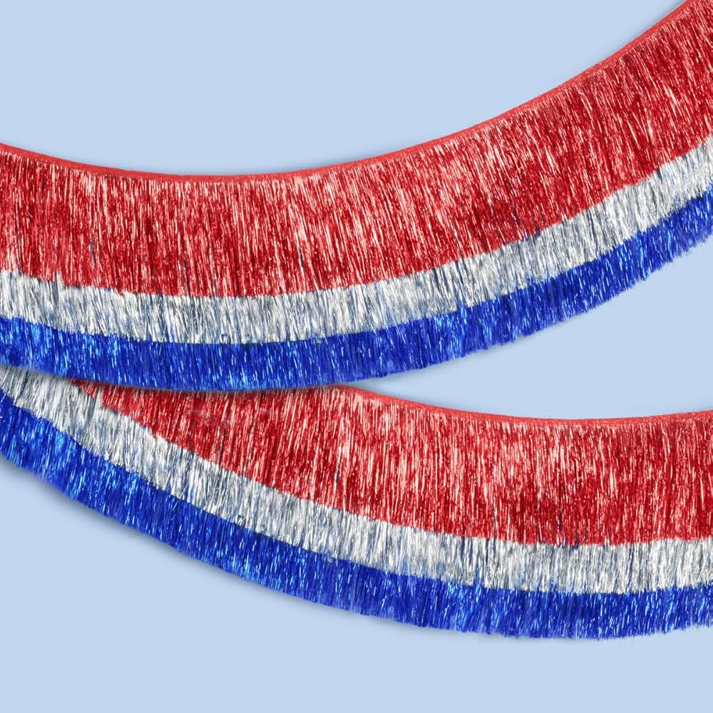 xo, Fetti Red, Silver + Blue Layered Fringe Banner - 6 Ft. | 4th of July Decorations, Western Par... | Amazon (US)