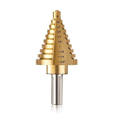 ZELCAN 10 Sizes Titanium Step Drill Bit, 1/4 to 1-3/8 Inches High Speed Steel Drill Cone Bits for... | Amazon (US)