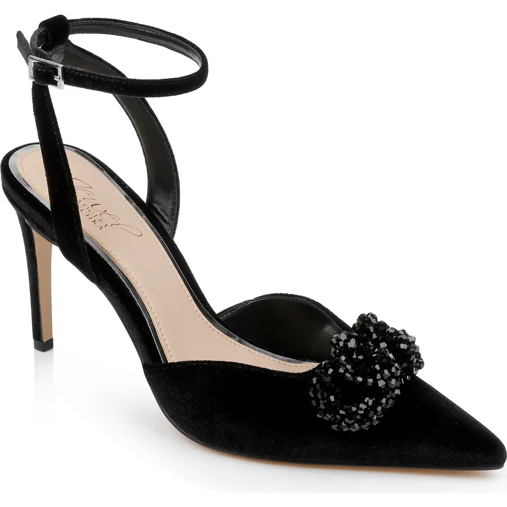Jewel Badgley Mischka Tailynn Pointed Toe Velvet Pump in Black Velvet at Nordstrom, Size 5.5 | Nordstrom
