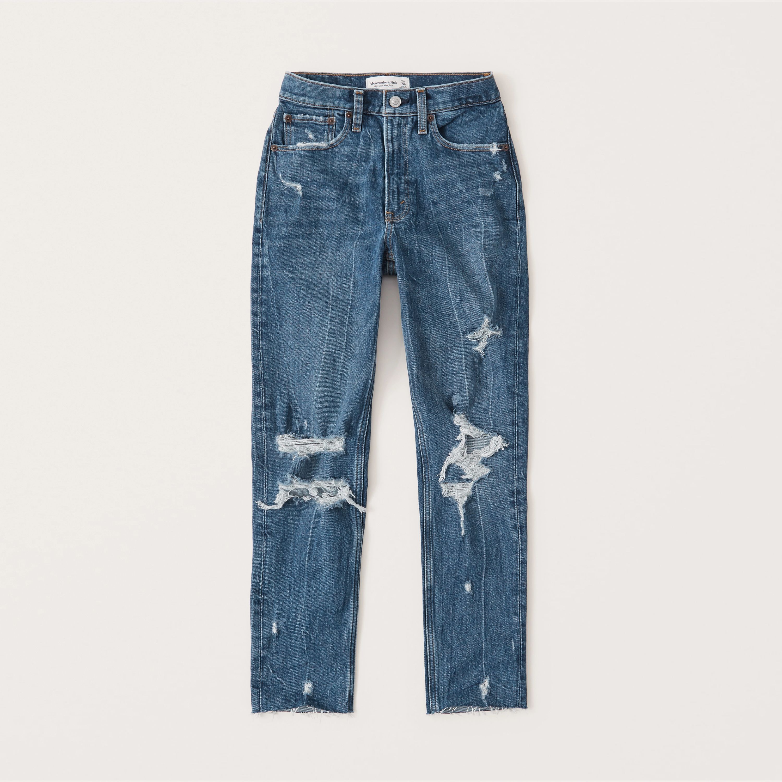 Ripped High Rise Mom Jeans | Abercrombie & Fitch (US)