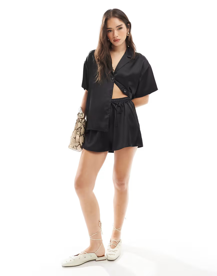 ASOS DESIGN satin shorts in black - part of a set | ASOS (Global)