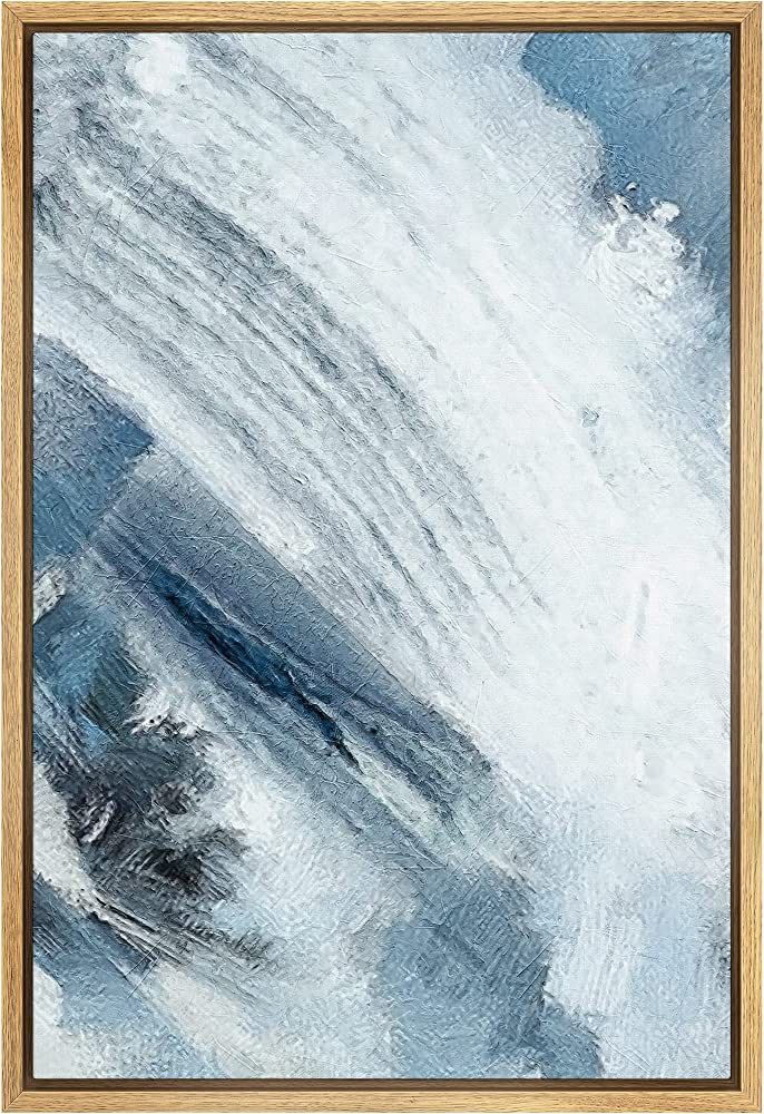 SIGNWIN Framed Canvas Print Wall Art Blue White Paint Stroke Landscape Abstract Shapes Illustrati... | Amazon (US)