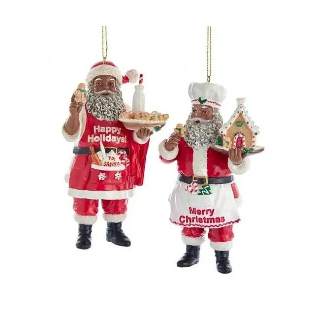 Set of 2 BAKING BLACK SANTA Christmas Ornaments, by Kurt Adler | Walmart (US)