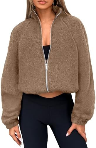 PRETTYGARDEN Womens 2025 Winter Fleece Jacket Trendy Long Sleeve Zip Up Cropped Warm Sherpa Coat ... | Amazon (US)