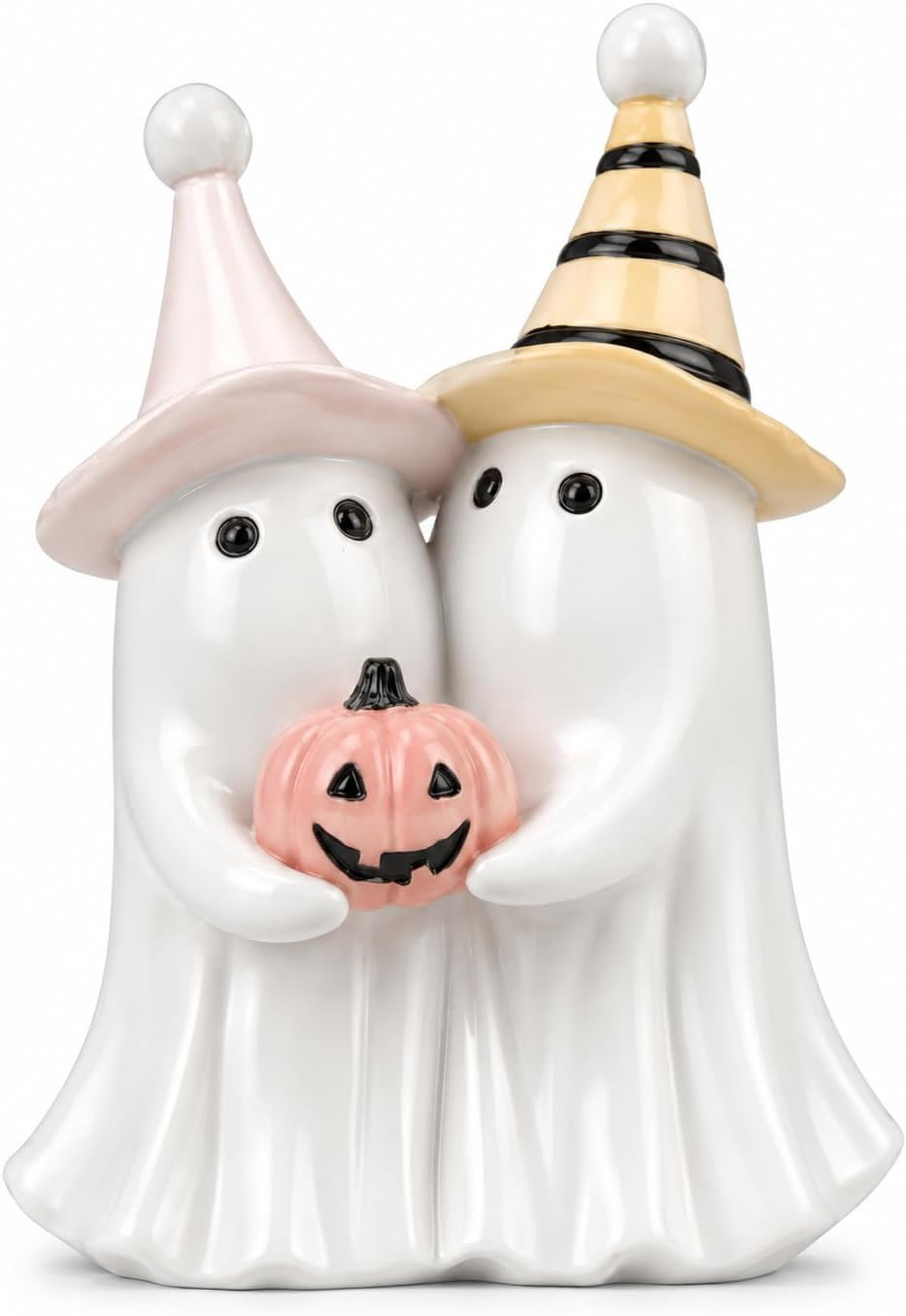 Spooky Cute Halloween Ghost Holding Pink Pumpkin Figurine (White Ghost Duo) | Amazon (US)