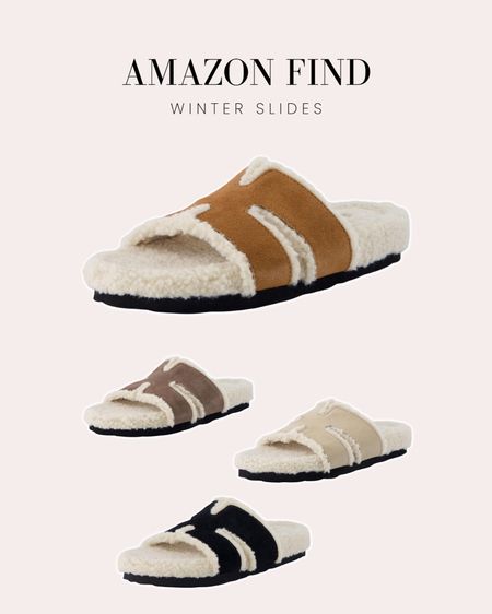 Amazon find — these look just like the Hermes ones 😍 Sherpa slides for winter 

#LTKfindsunder50 #LTKshoecrush #LTKfindsunder100