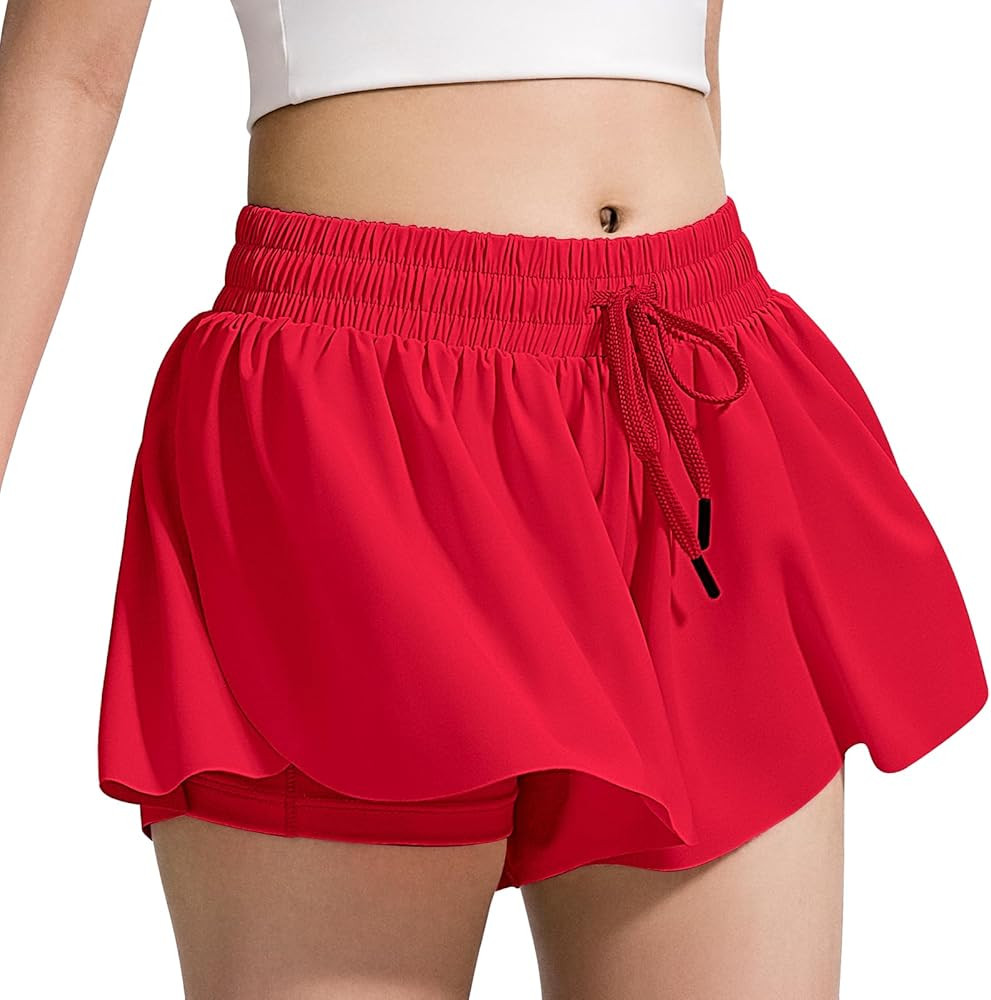 BOOPH Girls Flowy Shorts Athletic Butterfly Shorts with Inner Pockets 2-in-1 for Girls Running Te... | Amazon (US)