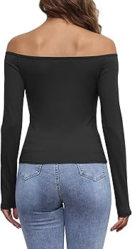 Womens Off The Shoulder Tops Long Sleeve Basic T Shirts Going Out Cute Y2K Fall Fashion 2024 | Amazon (US)