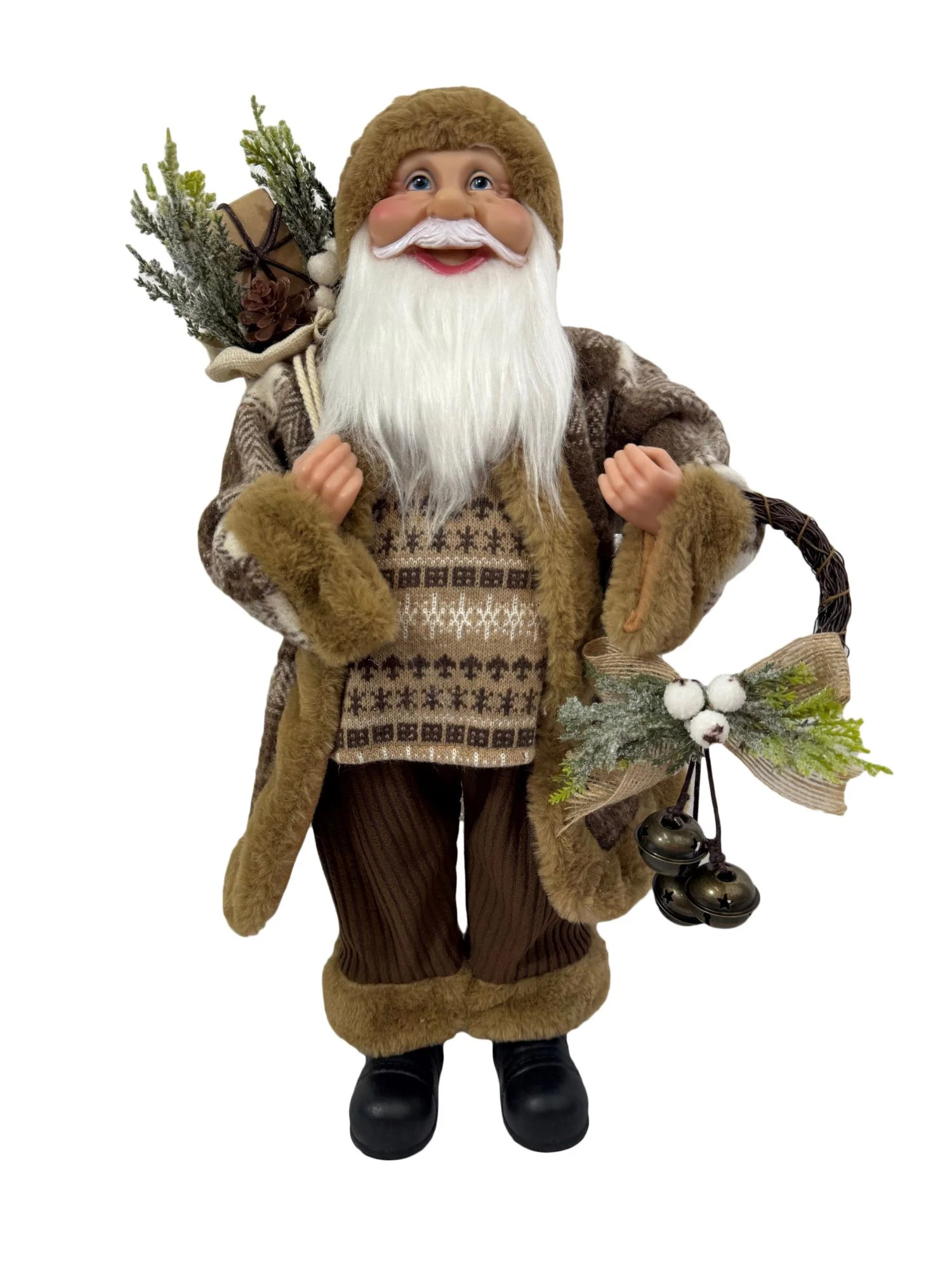 Holiday Time 18in Woodland Santa With Wreath Adds A Natural Rustic Touch. | Walmart (US)