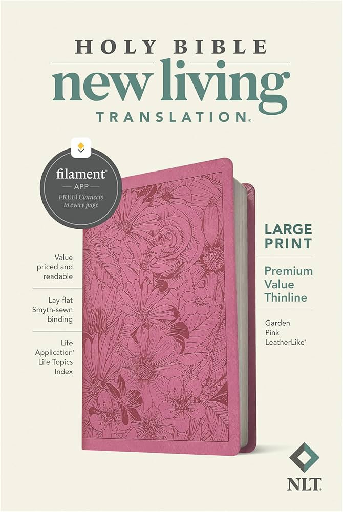 NLT Large Print Premium Value Thinline Bible, Filament-Enabled Edition (LeatherLike, Garden Pink) | Amazon (US)