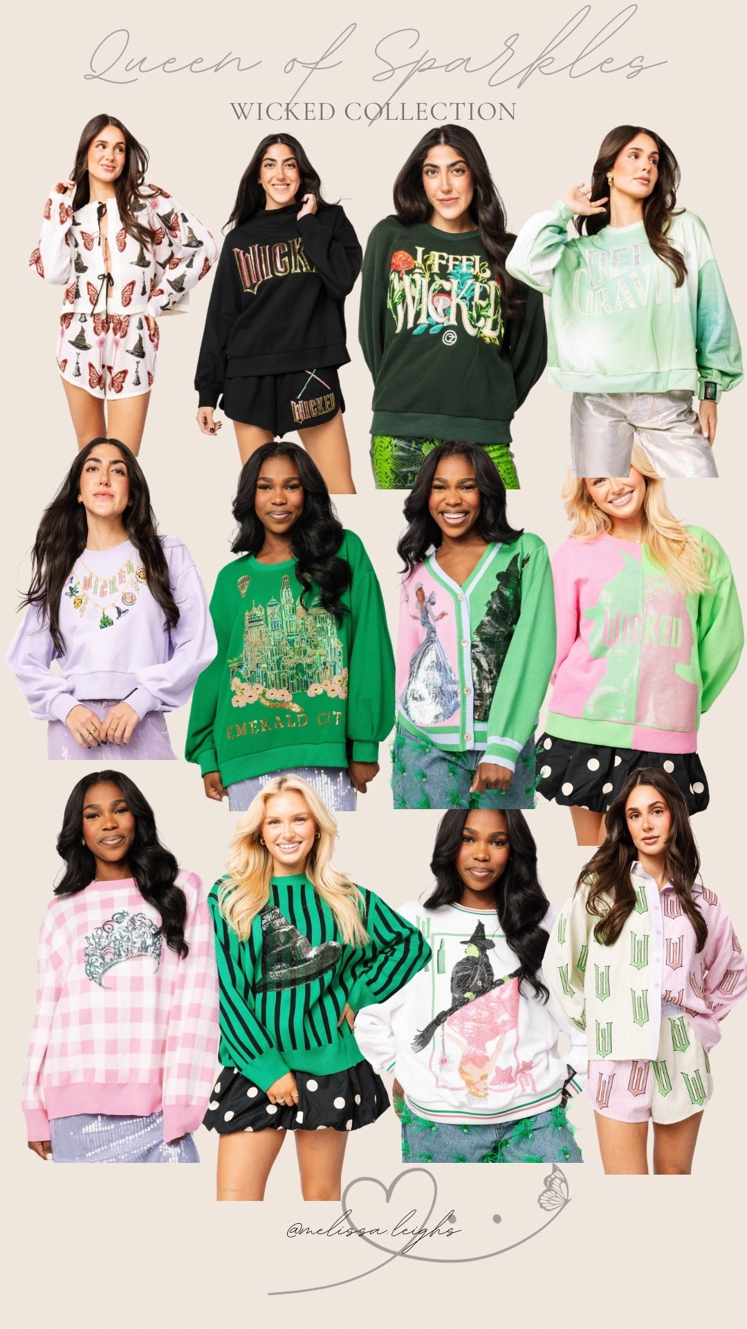 Wicked queen of sparkles collection 

Wicked the movie, elphaba, Glinda, wicked for good, movie theater outfit, sweatshirt, lounge sets, matching set, sequin outfits, cozy outfit, universal theme park outfits 

#LTKStyleTip #LTKFindsUnder100 #LTKHalloween