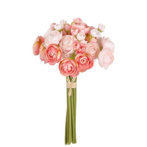 IPOPU Artificial Ranunculus Pink Silk Flowers with Stems 12PCS Mini Fake Flowers for DIY Wedding Bouquet Bridal Shower Decorations Floral Filler Flowers Centerpieces (Shade of Pink) | Amazon (US)