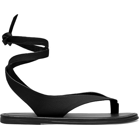 Black Ankle Strappy Thong Sandals for Women Cute Suede Flat Sandals Ladies Summer Dressy Beach Fl... | Amazon (US)