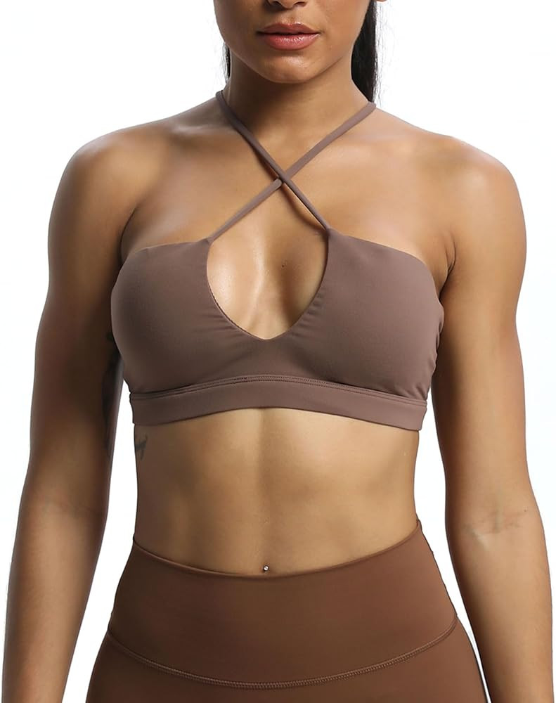 Aoxjox Women's Workout Sports Bras Jamie Deep V Fitness Backless Padded Training Gym Bra Yoga Cro... | Amazon (US)