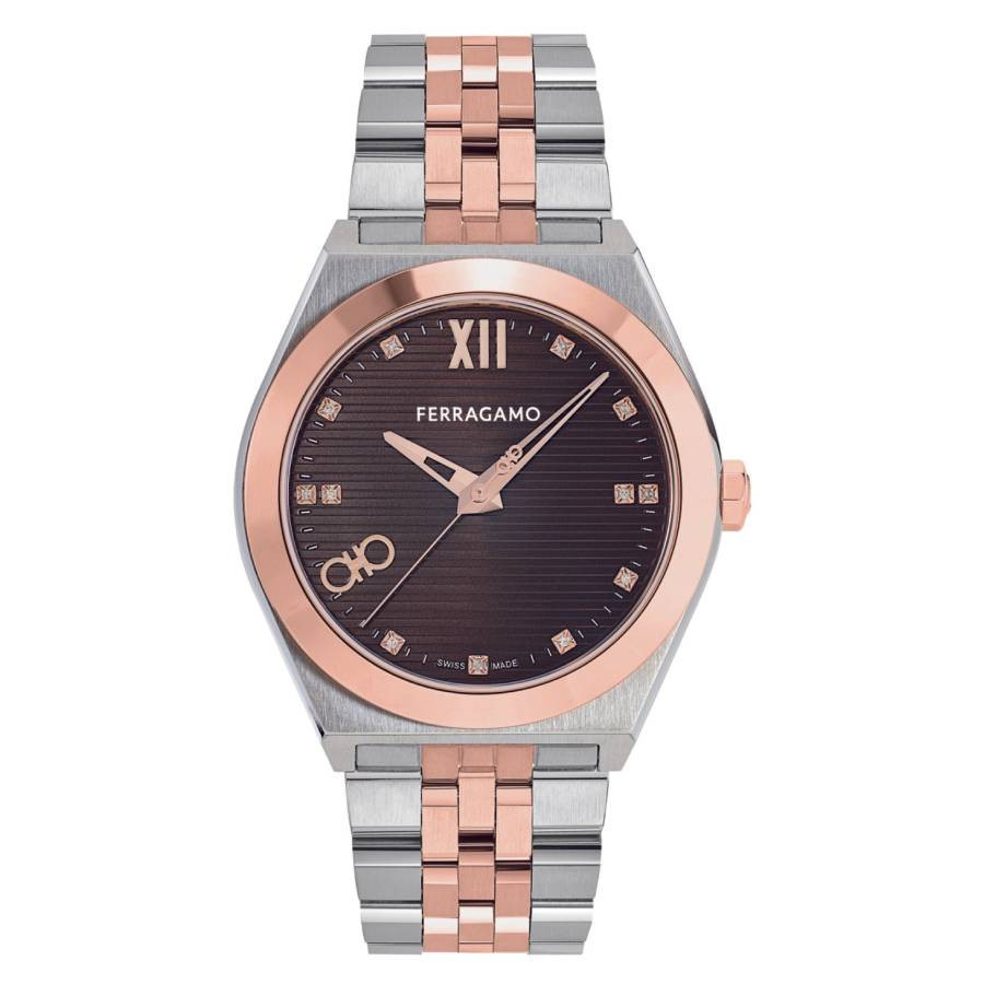 Ferragamo Vega Quartz Brown Dial Two-Tone Mens Watch SFKI01224 | Jomashop.com & JomaDeals.com