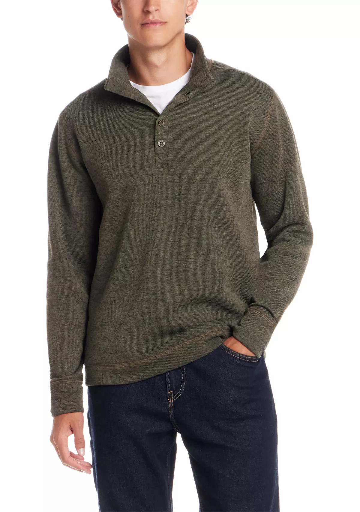 Men's Quarter Button Mock Neck Sweater | Belk
