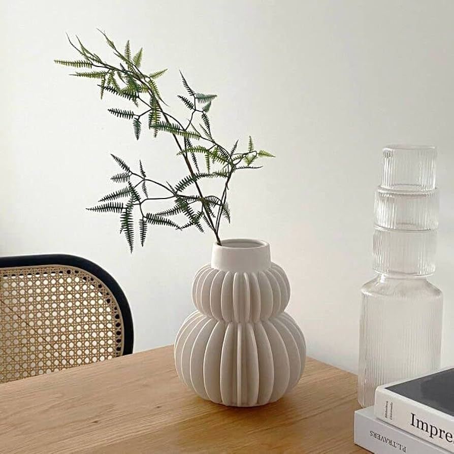 PEAUARL Laminal Ceramic Vase, Pampas Grass Vase, Boho Flowers Vase, Size: 7.5" x 6.0" x 6.0", Mat... | Amazon (US)